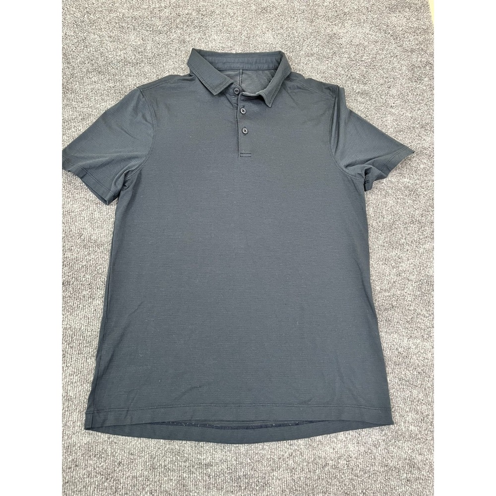 Lululemon Shirt‎ Men's M Black Short Sleeve Evolution Polo Performance PINHOLE